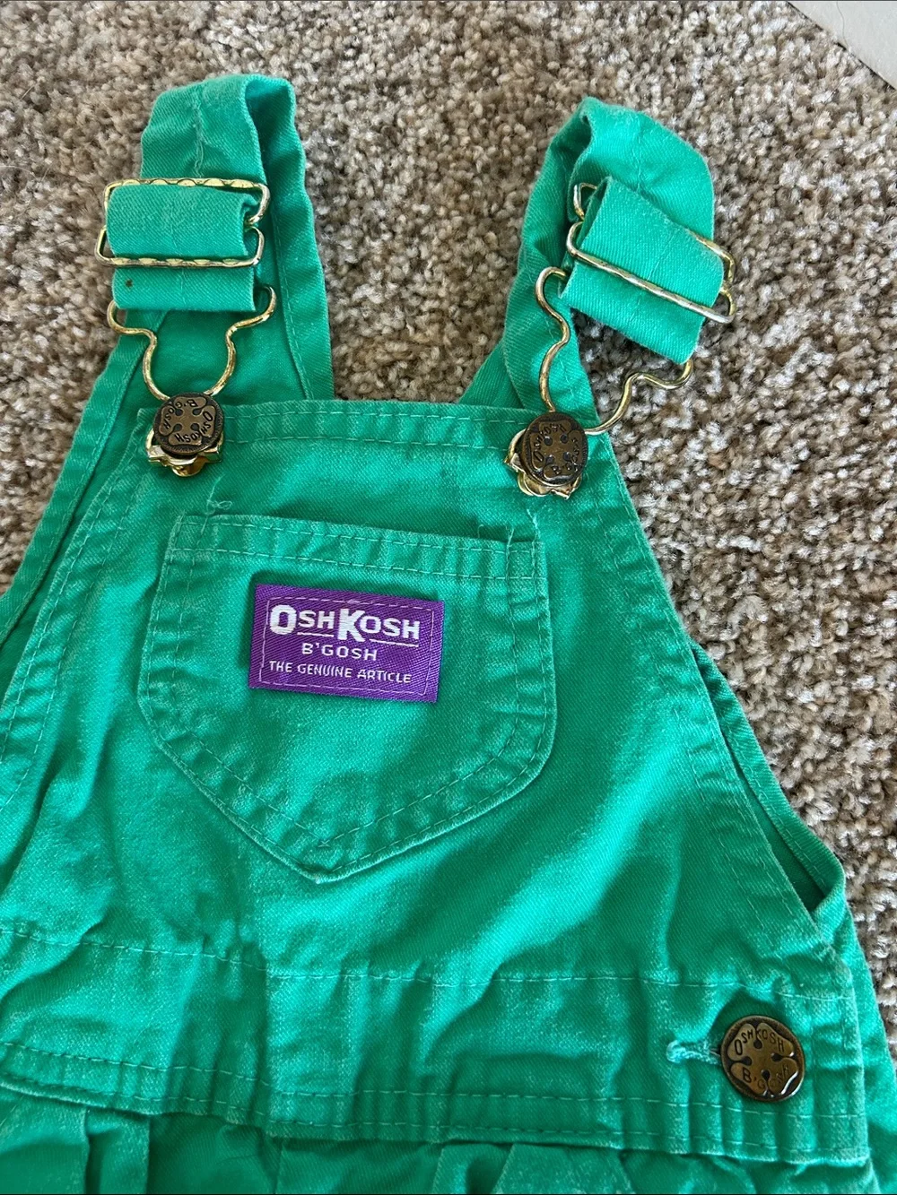 OshKosh B'gosh Bright Green Toddler Overall Shorts